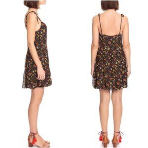 Sézane Felicie Tie Shoulder Dark Floral Dress Size 34 Going out Flirty Feminine